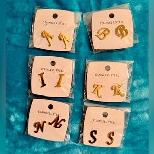 (You Pick) Gold Stainless Steel Initial Earrings